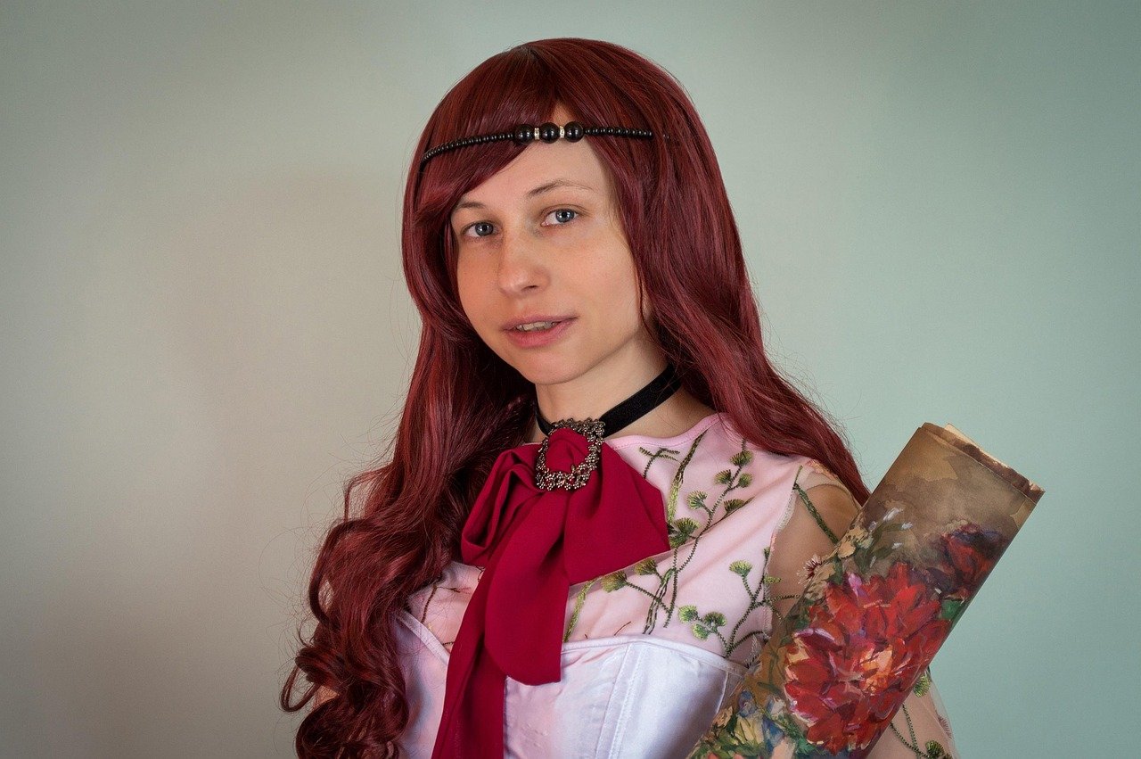 woman, corset, wig, painting, fantasy, creativity, picture, paint, brush, art, artist, portrait, hobby